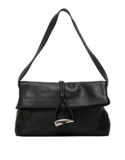 Haymarket Horn Toggle Bag, Leather/Canvas, Black/Beige, T-04-01, 3*